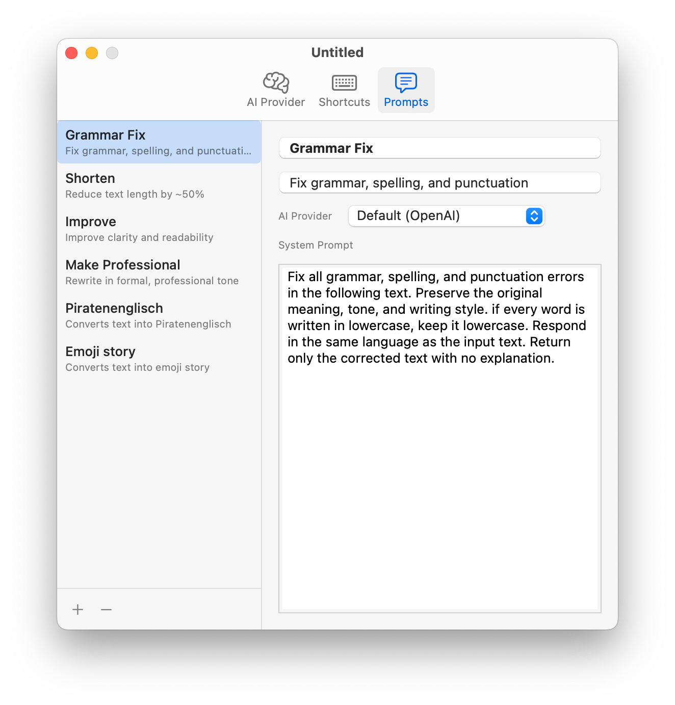 Taipo Prompts Editor